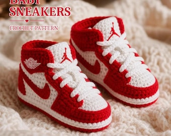 Crochet Baby Sneakers Pattern | High-Top Shoes, Newborn Sizes (PDF Download)