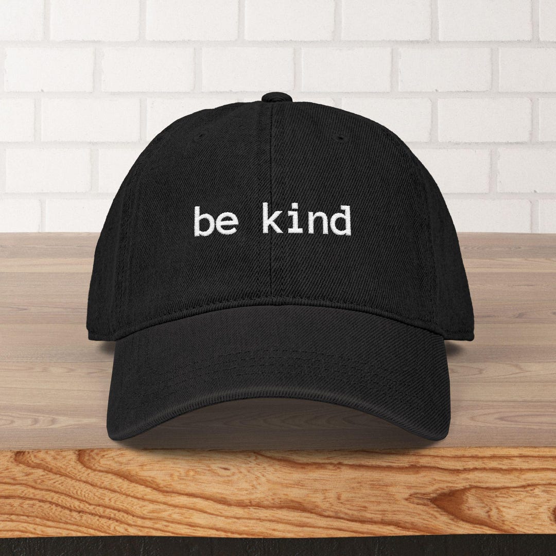 Embroidered Denim Hat, Be Kind Embroidery, Baseball Cap, Urban ...