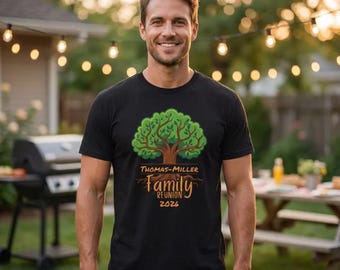 Personalized Family Reunion T-Shirt — Rooted Tree with Custom Name & Year