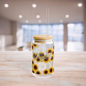 Sunflower Mama Tumblers, Floral Mom Cup, Mom Gift, Mothers Day Gift, Floral Mama Tumblers, Mom Tumblers, Trendy Mom Glass