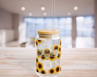 Bicchieri per mamma con motivo girasole, tazza per mamma con motivo floreale, regalo per la mamma, regalo per la festa della mamma, bicchieri per mamma con motivo floreale, bicchieri per mamma, bicchiere alla moda per mamma