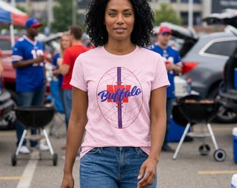 Buffalo NY Football Line Art T-Shirt | Retro Grid Badge