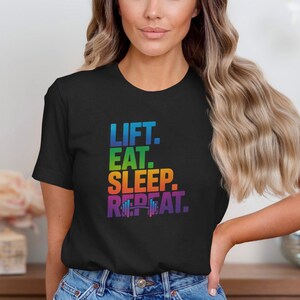 Lift Eat Sleep Rapport T-Shirt: Gym Workout Fitness Bekleidung
