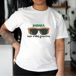 Jamaica Irie Vibes Forever T-Shirt, Rasta Sunglasses Graphic Tee, Reggae Music Inspired Shirt, Caribbean Vibes T-Shirt, Unisex Tee