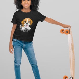Youth Cute Beagle Bestie Forever T-Shirt, Funny Dog Lover Graphic Tee, Adorable Pet Design, Perfect Gift for Beagle Owners, Casual Wear