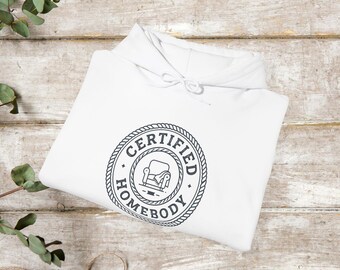 Certified Homebody Stamp Hoodie | Cozy Home Life Emblem Sweatshirt