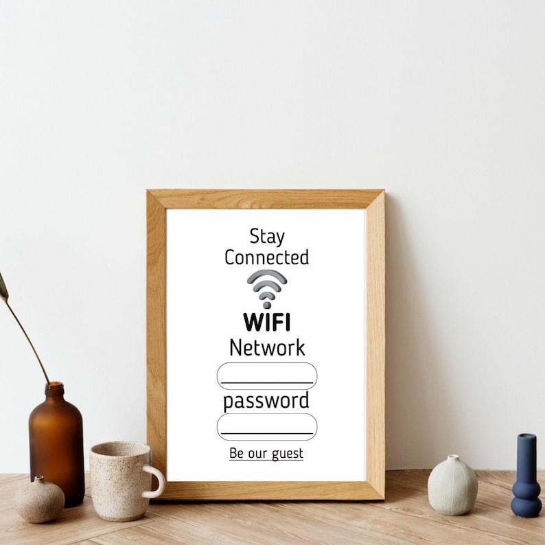 Fillable Wifi Password Sign, Printable Wifi Sign, Guest Room Printable ...