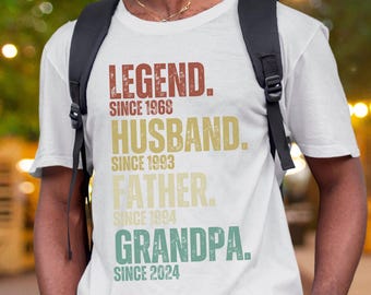 Gepersonaliseerde legende echtgenoot vader opa aangepast T-shirt, shirt beste vaderdagcadeau, verjaardagscadeau voor papa, aanpasbaar shirt voor mannen