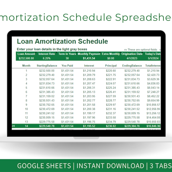 Amortization Schedule Spreadsheet Thematic | Loan Sheet | Google Sheets Loan Amortization Spreadsheet | Personal Finance