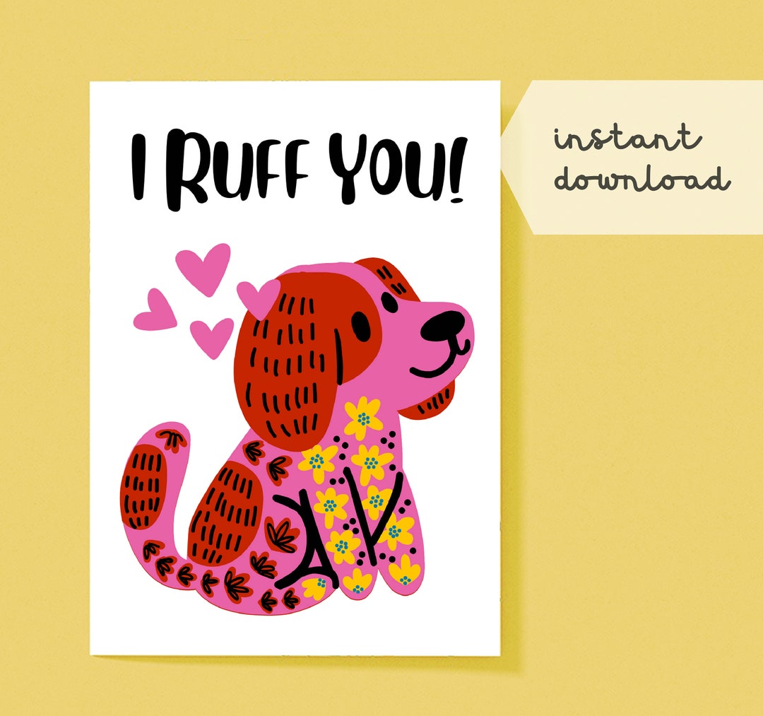 Printable Dog Pun I Ruff You I Love You Card for for Dog Etsy