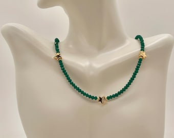 Star Necklace, Gift for Her, Beaded Choker, Star Beaded Necklace, Beaded Necklace, Christmas Gift, Unique Gifts For Her