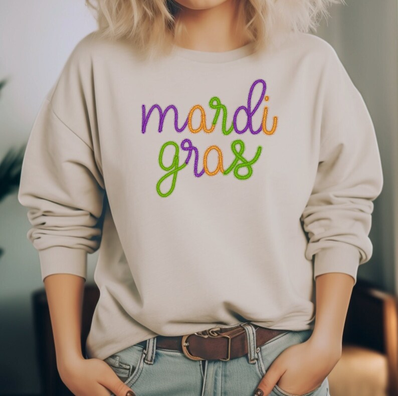 Mardi Gras Faux Tinsel SWEATSHIRT Tinsel Mardi Gras Happy Mardi Gras