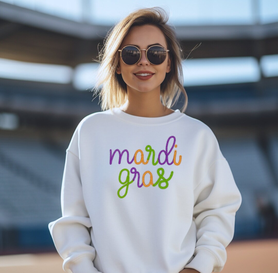 Mardi Gras Faux Tinsel SWEATSHIRT Tinsel Mardi Gras Happy Mardi Gras