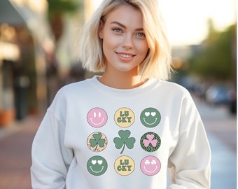 ST PATRICKS Day Sweatshirt, Smiley Face St Patrick's Day Sweatshirt*****Free Shipping*****