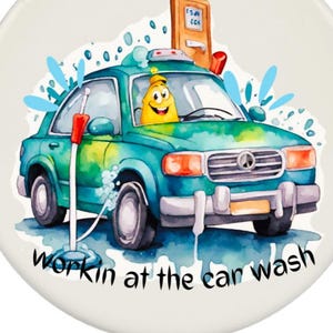 Car Wash Ornament, Hanging Dash Ornament, Workin at the Car Wash Ornament, Fans of Car Wash, Car Wash Attendant, Watercolor Car Wash,