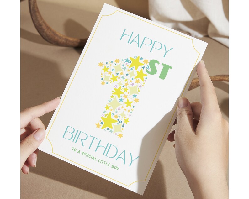 1st Birthday Birthday Card Printable Star Birthday Card Instant ...