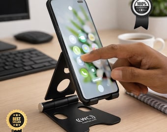 Adjustable Foldable Phone & Tablet Stand | Metal Desk Holder for iPhone iPad Samsung