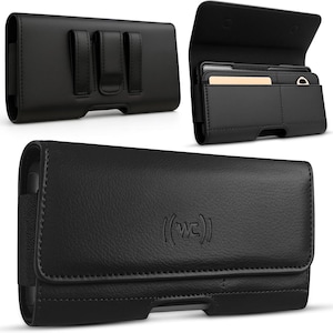 Leather Phone Holster with Card Slots Belt Clip & Loop, PU Leather Premium Quality Phone Case for iPhone Samsung Gift for Him Dad