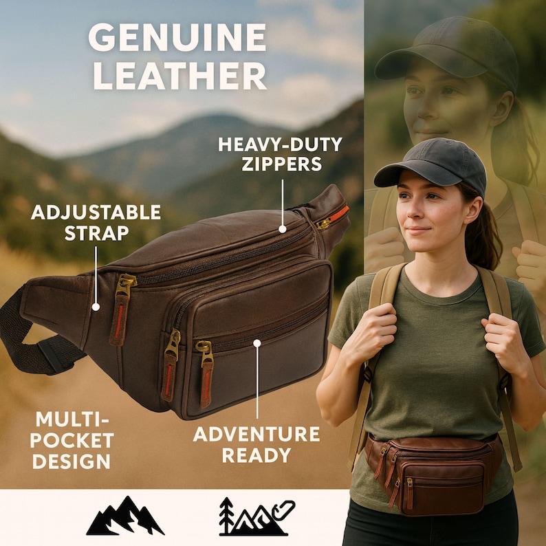 Women wearing leather waist pack at outdoor event or festival