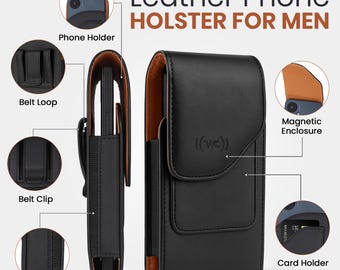 Funda de cuero para iPhone, estuche para teléfono con cierre magnético, funda con clip para cinturón, iPhone 17 Pro Max 16 Plus, soporte vertical para teléfono, funda para cintura de hombre
