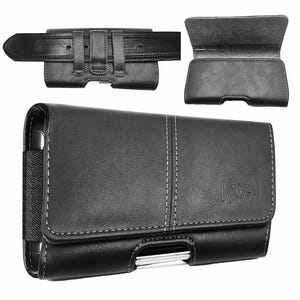 Wireless City Leather Phone Holster for Men Fit Phone 15 Plus Horizontal Cell Phone Case for 15/14 Pro Max,Belt Case with Belt Clip Carrying