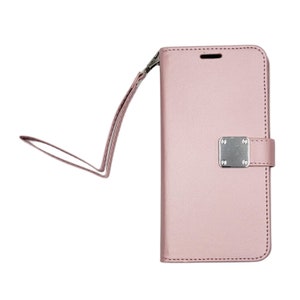 Estuche tipo billetera con tapa adicional para todos los teléfonos inteligentes [Tarjetero con función de soporte y correa para la muñeca] Tapa lateral adicional] Tarjetero con solapa interior