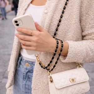 Universal Crossbody Phone Strap, Leather Cell Phone Chain, Metal Anti-Theft Lanyard, Hands-Free Mobile Holder, Stylish Phone Accessory