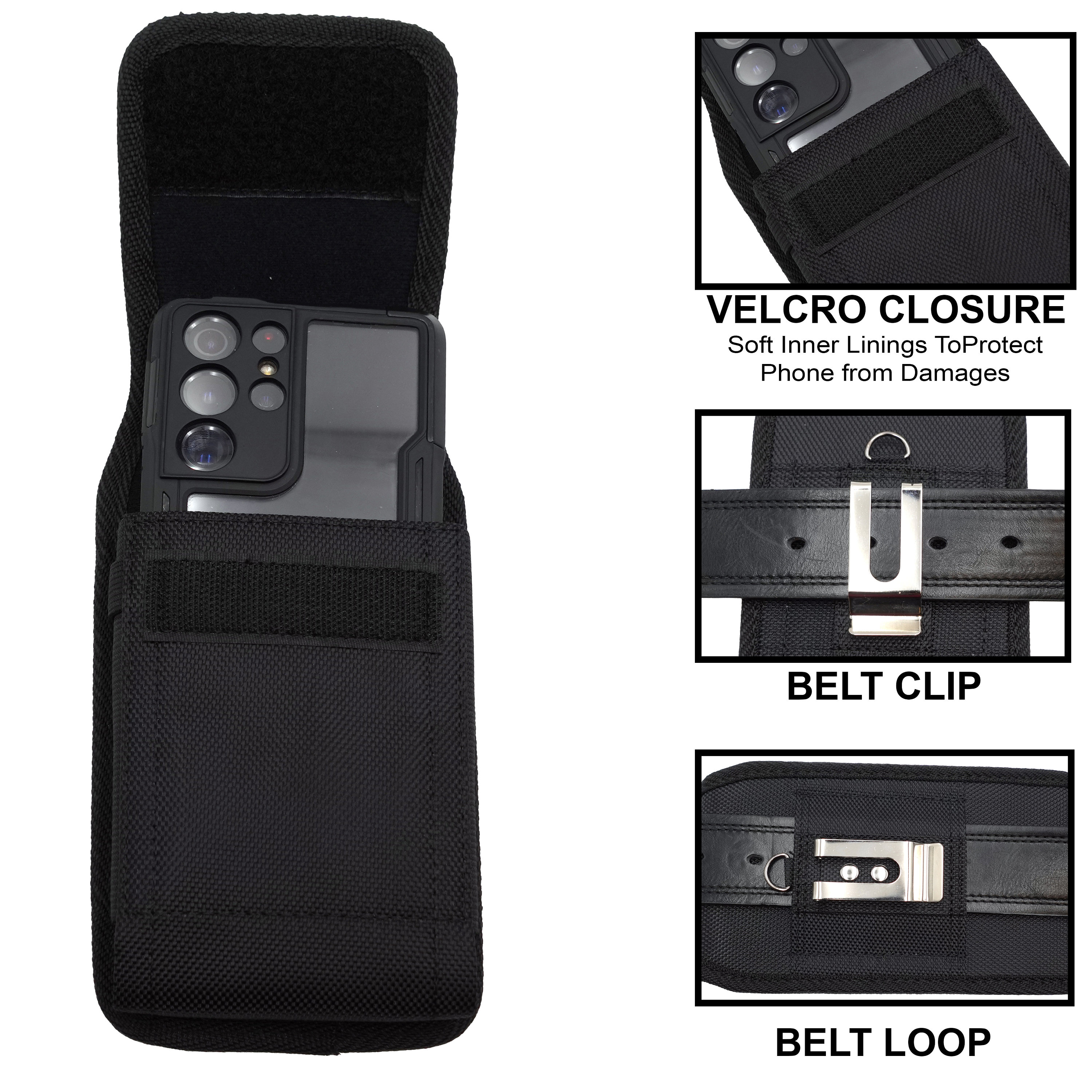 Phone Holster Pouch Wallet Case With Belt Loop Card Holder for iPhone