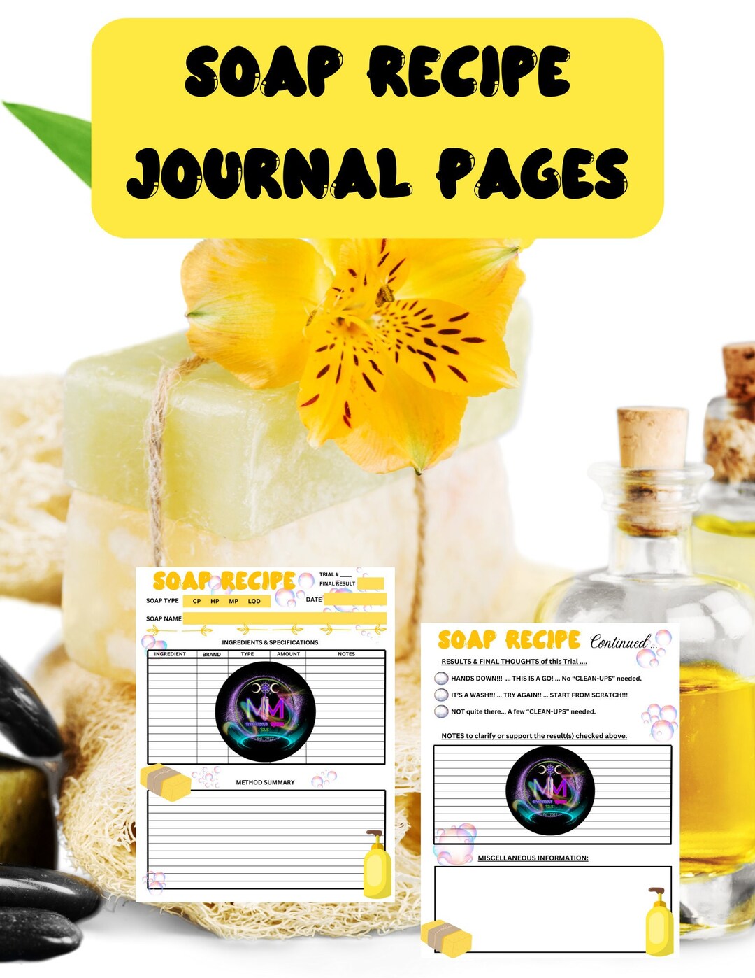Printable Soap Recipe Journal Pages (yellow) - Letter Size - Etsy