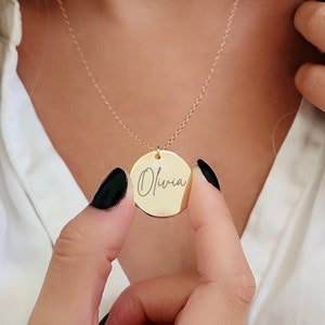 Personalized Engraved Handmade Medallion Pendant Custom Name Engraved Coin Necklace for Women Jewelry Mothers Gifts for Women Gifts