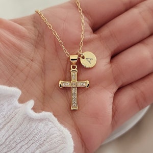 Children&#39;s Cross Necklace, Gold Kids Dainty Cross Necklace, Baptism Gift for Her, Christening Gift, Toddler Baby Girl Cross