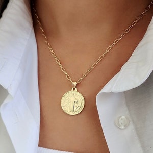 Collana da donna di San Benedetto, collana con croce, collana con croce d&#39;oro, regali per lei, regalo per le donne, collane per donne, collana di San Benedetto
