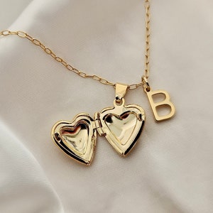 Collar de corazón, collar con medallón, collar para mujer, collar con inicial, collar con foto, regalos para ella