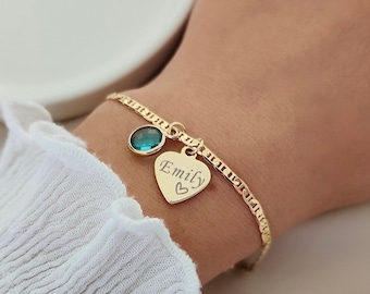 Personalisiertes Trauzeugin Armband: 14k Vergoldeter Herz Anhänger