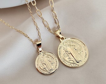 925 STERLING SILVER SAINT BENEDICT PENDANT/PLATA MEDALLA DE SAN BENITO-15mm #1 e