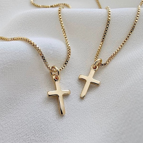Gold Necklace Cross Baby Etsy