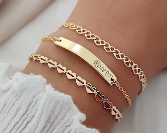 Pulsera con nombre personalizado: Joyería chapada en oro de 18 quilates