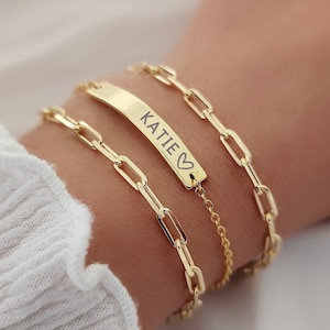 18k Gold Filled Paperclip Chain Bracelet, Dainty Paperclip Bracelets, Link Chain Bracelet for Women, paperclip bracelet gold, Birthday Gift