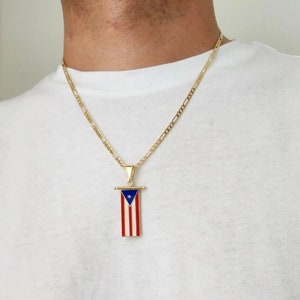 Puerto Rico Flag Pendant Necklace • Puerto Rico Flag Charm Necklace • 18K Gold Filled • Puerto Rican Culture • Gift For Him Her