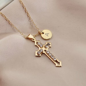 Children&#39;s Cross Necklace, Gold Kids Dainty Cross Necklace, Baptism Gift for Her, Christening Gift, Toddler Baby Girl Cross