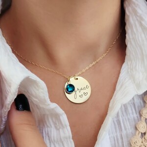 Customized Birthstone Necklace, 14K Gold Gemstone Necklace, Birthstone Necklace, Grandmother Necklace, Mother&#39;s Gift for Her
