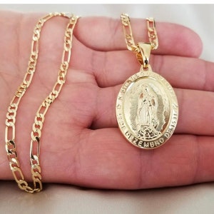 Collar de oro de 18 quilates para hombre, collar de regalo de oro, collar impermeable para hombre, colgante de María de oro, joyería cristiana, regalo para él, regalo para novio