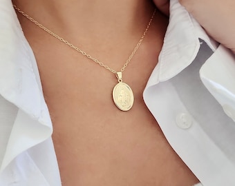 Wunderbare Medaille, Jungfrau Maria Halskette, Frauen Schmuck Geschenk, 18k Gold Filled
