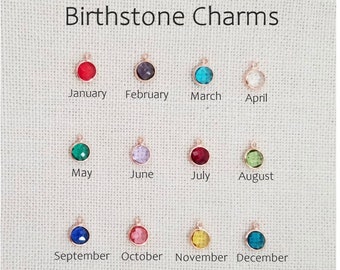 Birthstone Charm: Gold, Silver, Rose Gold - Handmade Jewelry