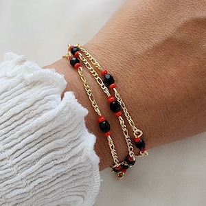 Azabache-armband, initiaal armband, verstelbare armband, gouden Azabache-armband, Pulsera de Azabache, damesarmband, Pulsera de Azabache