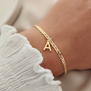 Pulsera mini inicial personalizada de oro de 18K, pulsera regalo damas de honor, pulsera regalo especial para mujer, pulsera inicial, regalo de Navidad