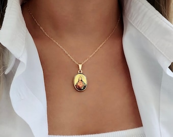 18k Gold Filled Jesus Necklace: Religious Christian Pendant