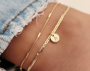 Gold Anklet for Women, (2) Custom Ankle Bracelets, Personalized Anklet Chain, Anklet, Birthday Gift, WATERPROOF