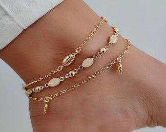 18k Gold Anklet, Anklet With Chain, Gold Anklet, Gold Anklet Bracelet, Gold Ankle Bracelet, Dainty Gold Anklet, Anklets For Women