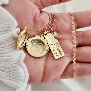 Shell Locket Necklace, Personalized Gift for Women